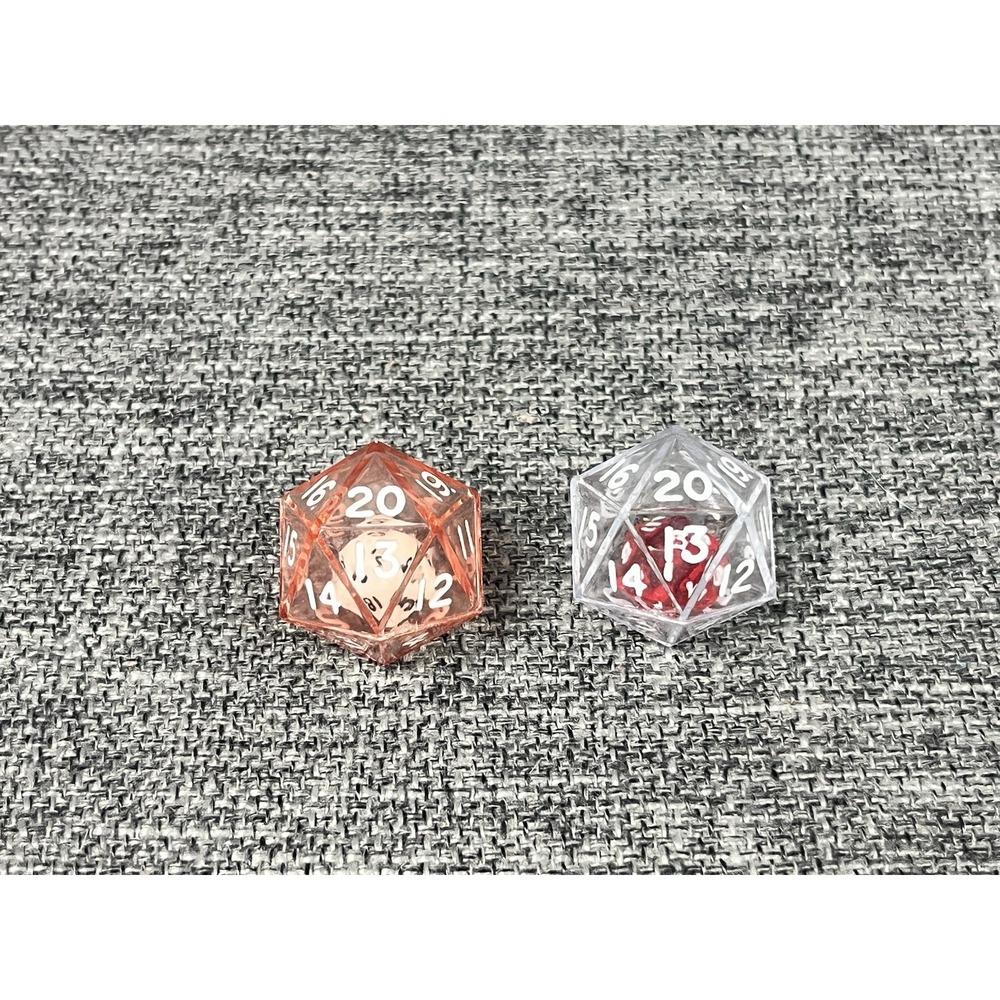 Red And Clear Double Dice RPG Gaming D20 Twenty Sided Game 25mm Die Math Pair